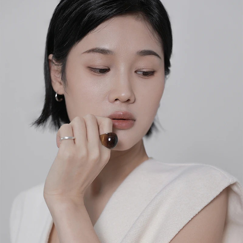 muyang/慕阳 非金属树脂戒指 彩色小众简约秋冬新款戒指女百搭