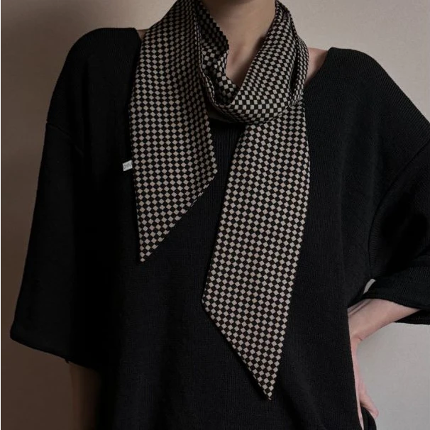 muyang/慕阳 非金属布艺项链 时尚优雅法式ins韩版格子丝巾项链