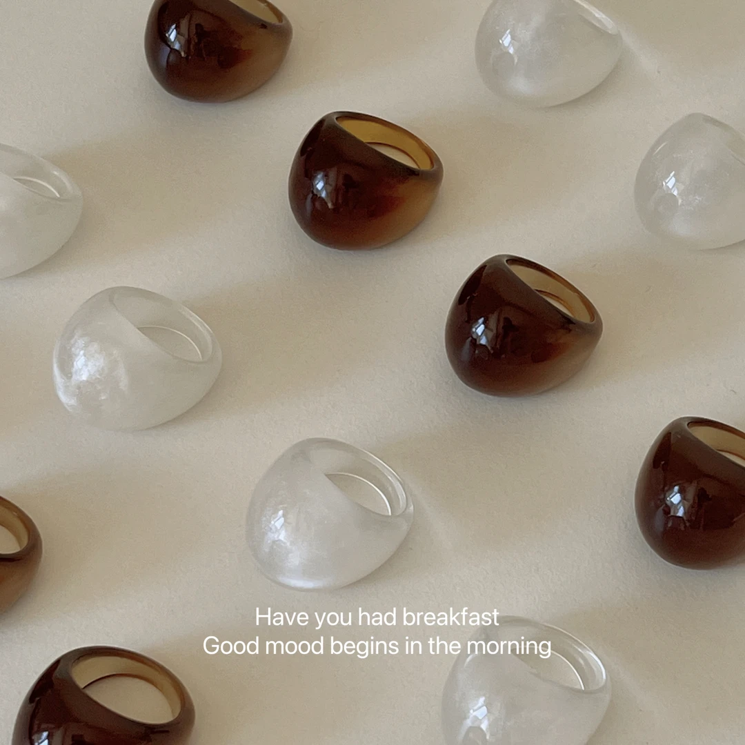 muyang/慕阳 非金属树脂戒指 彩色小众简约秋冬新款戒指女百搭