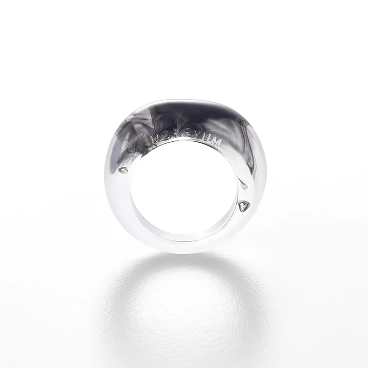 muyang/慕阳 非金属树脂戒指 简约灰色戒指女绿色光面时尚知否戒