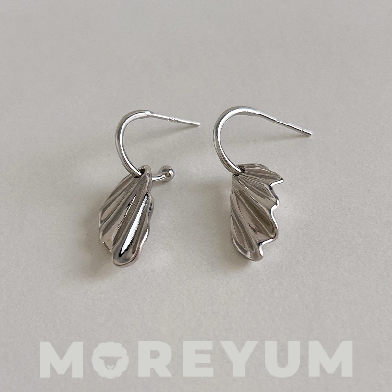 muyang/慕阳 925银耳饰 简约气质小众设计感裙摆耳环光面耳坠