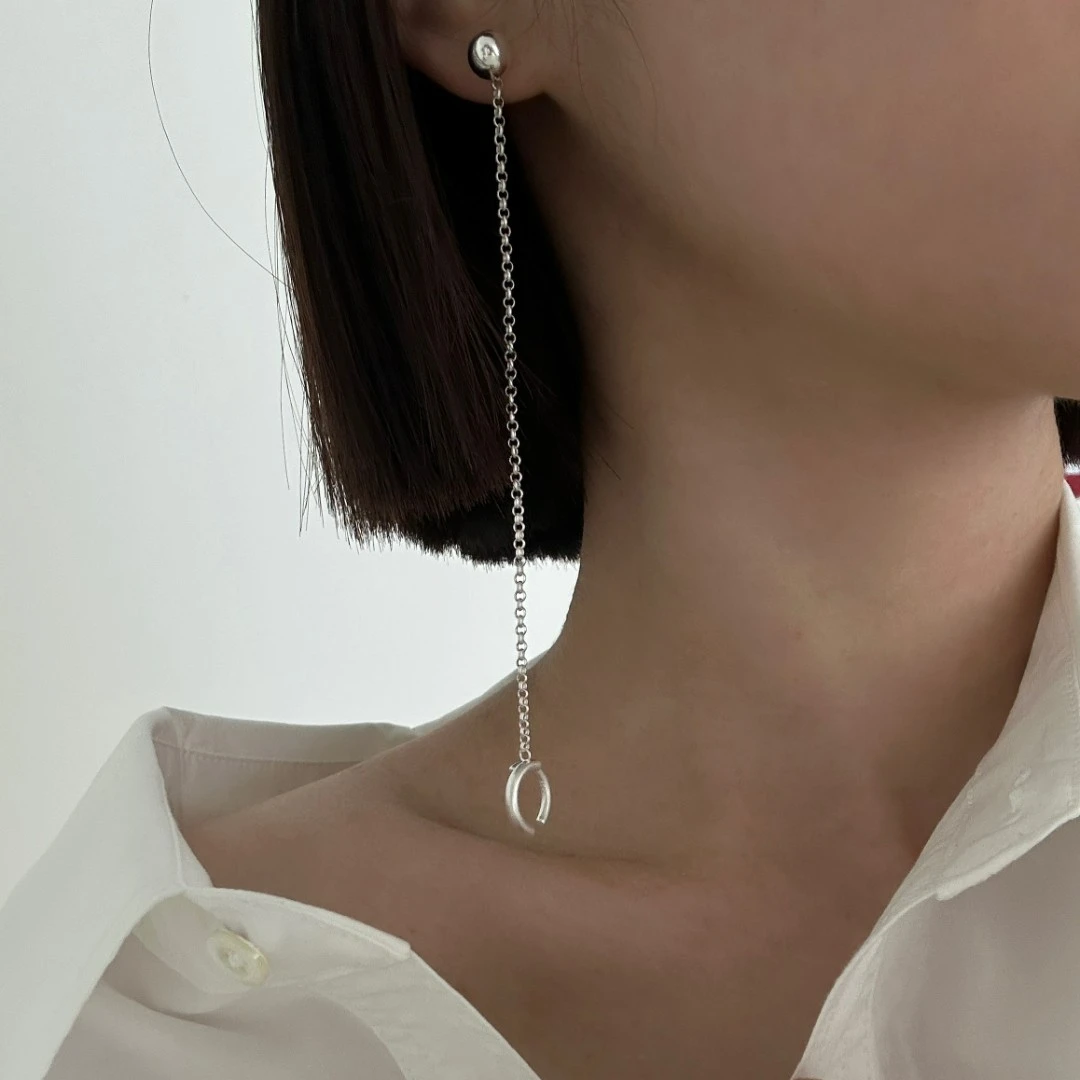 muyang/慕阳 925银耳饰 简约冷淡风纯银球球耳钉耳骨夹一体耳饰女