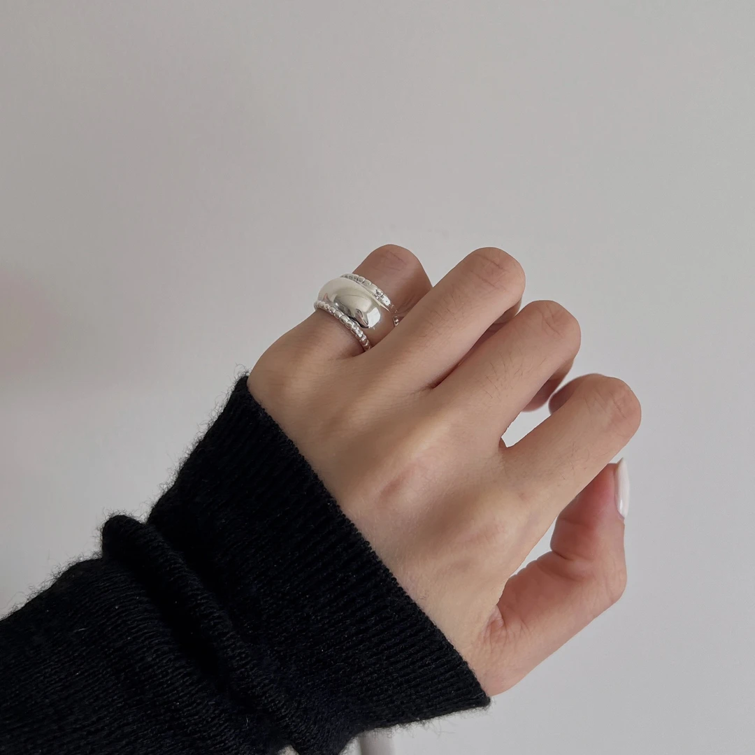 muyang/慕阳 925银戒指 气质时尚小众简约个性百搭设计师背鳞戒指