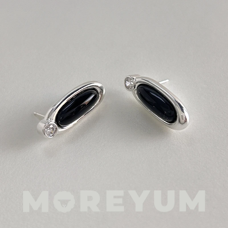 muyang/慕阳 925银耳饰 气质复古黑色小众百搭个性流星之畔耳钉