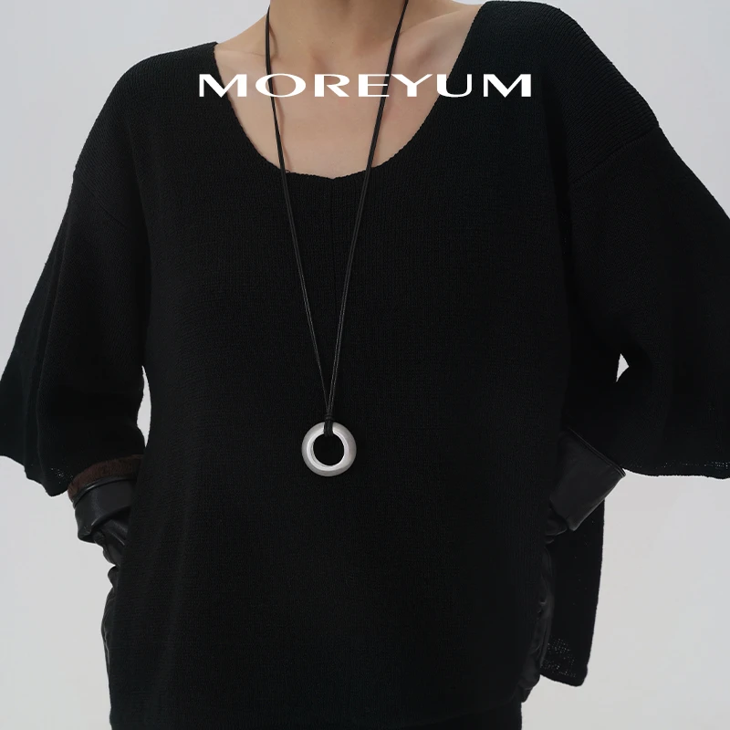 muyang/慕阳 铜合金项链 百搭时尚素款经典气质小圆圈吊坠项链