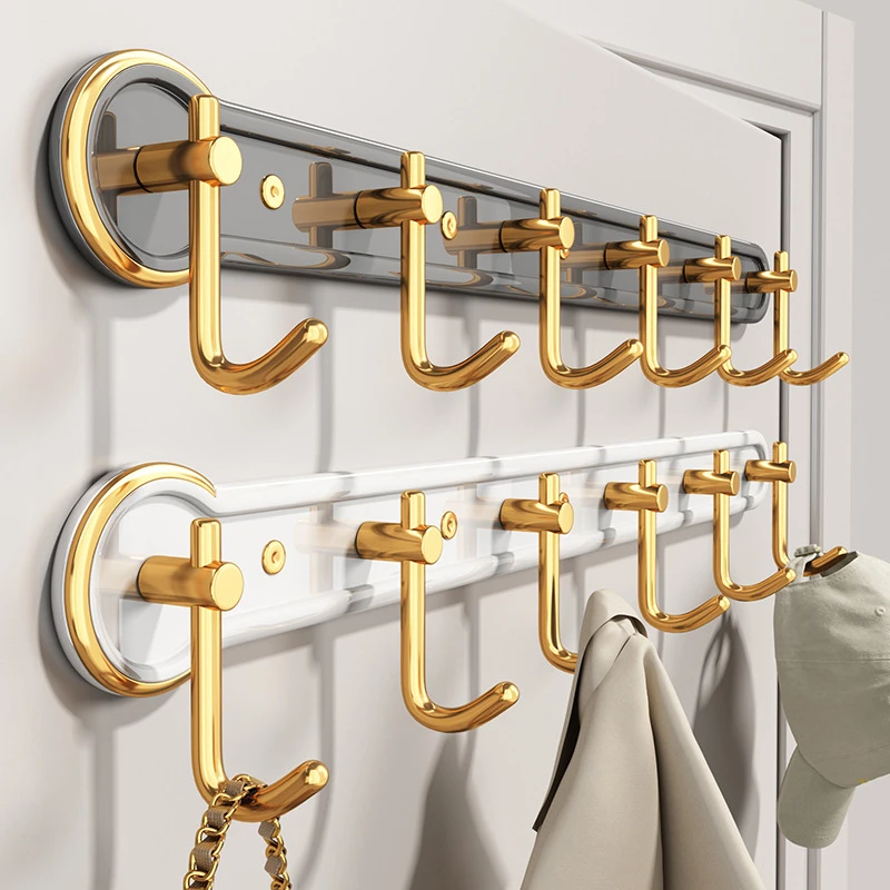 轻奢门后挂钩强力粘胶免打孔卫生间壁挂粘钩墙壁浴室衣服排钩上墙