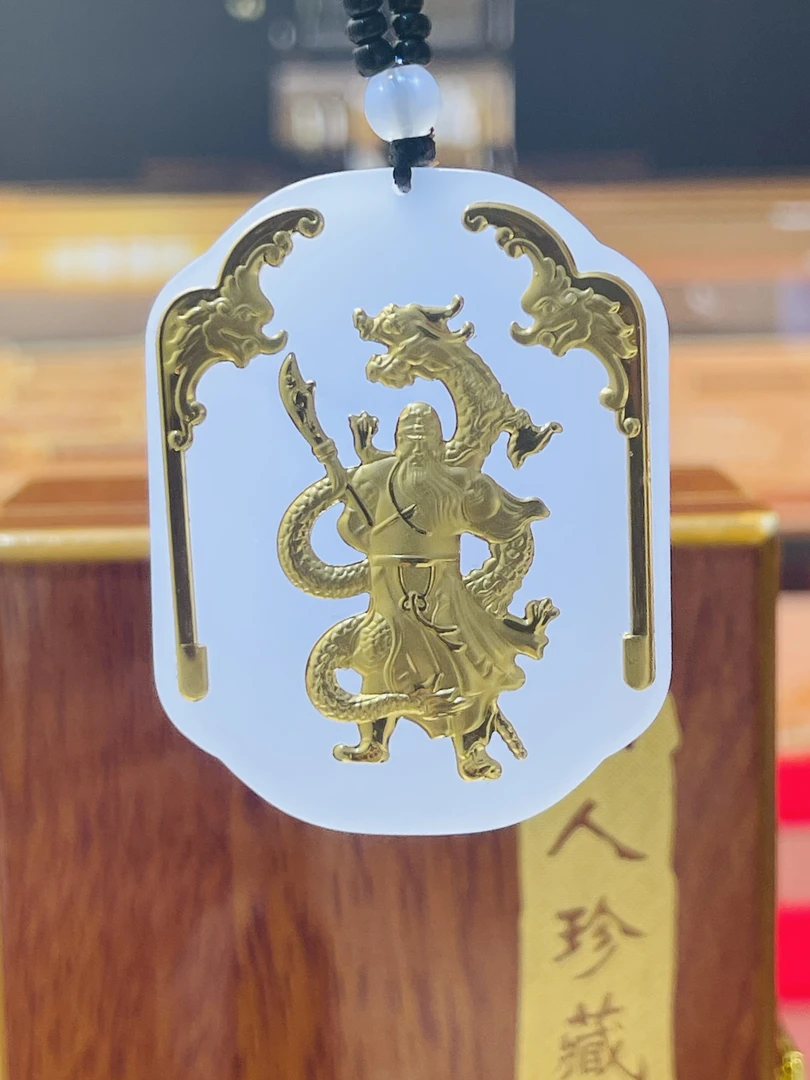 F072-霸气武财神和田玉关公吊坠-赠礼盒【LY-A1】