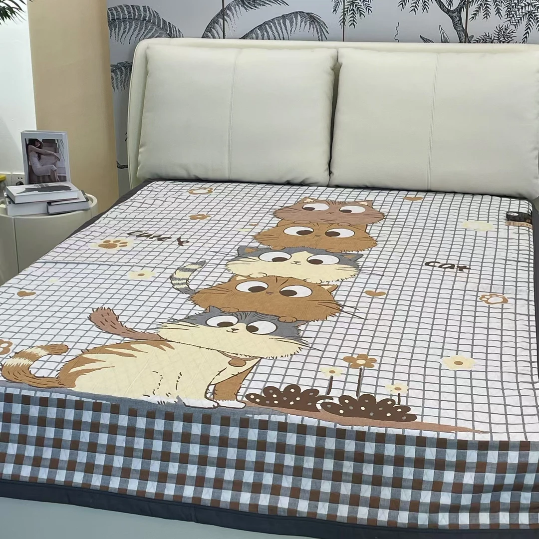 2024全棉亲肤四季通用可爱小猫加厚多功能双面床盖盖毯-叠叠猫