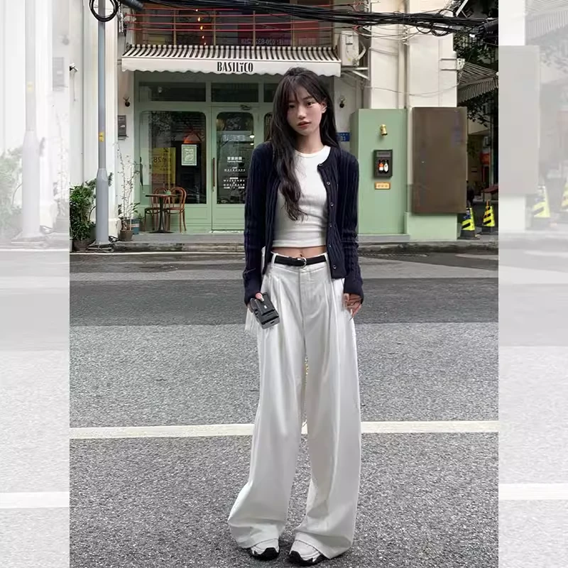 宋正恩高腰阔腿裤休闲裤女新款小个子直筒拖地宽松山本裤AA0989