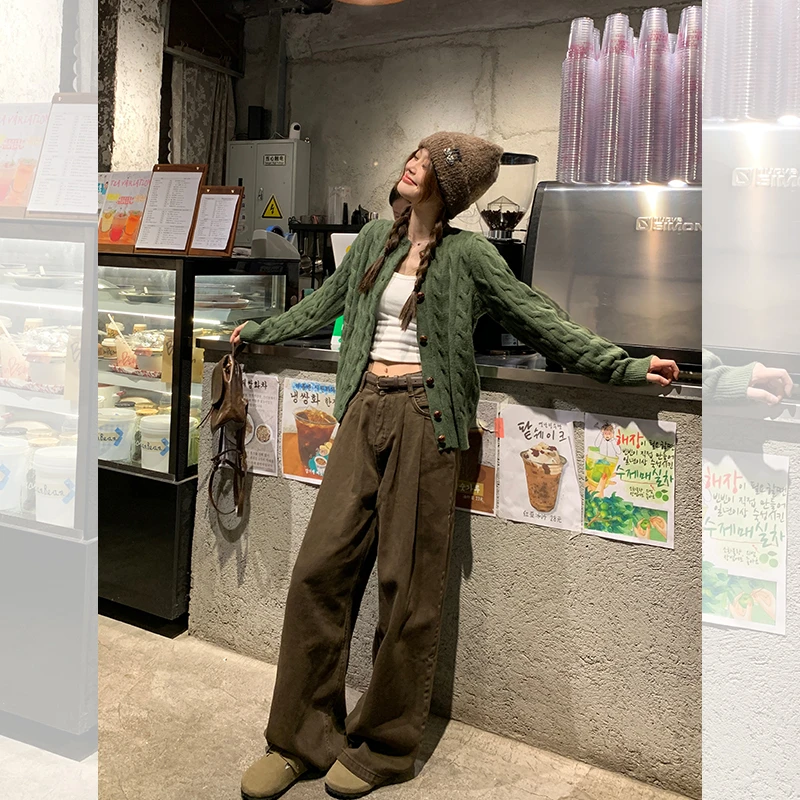 宋正恩欧洲站牛仔裤女欧货正版秋款高腰宽松直筒阔腿裤垂感拖地裤