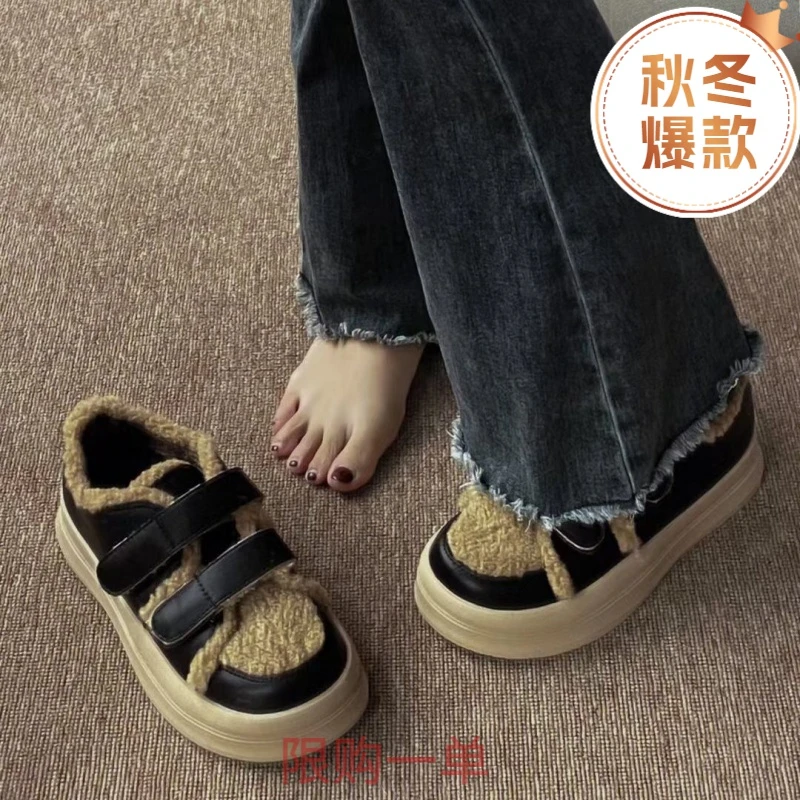 欧式加绒面包鞋女2023年冬季新款圆头厚底加厚保暖饼干鞋YH