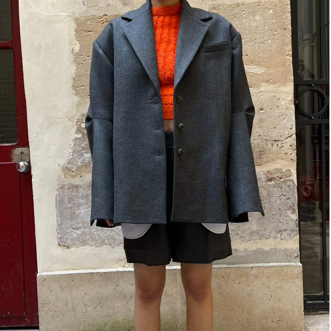 【LOCAT】SONIA CARRASCO 官方正品 烟灰色廓形外套 SON007