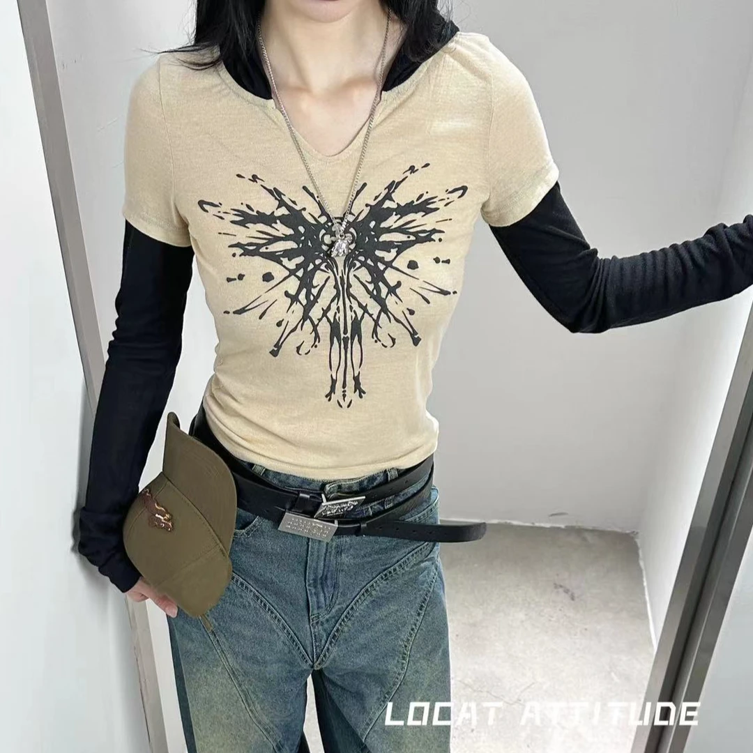 【LOCAT】LOCAT Kalikalika 拼色连帽长袖T恤