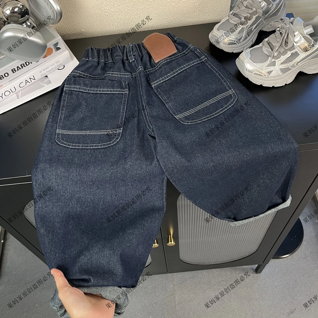 儿童牛仔裤春秋款2025春季新款中大童秋装男童裤子直筒裤宽松长裤