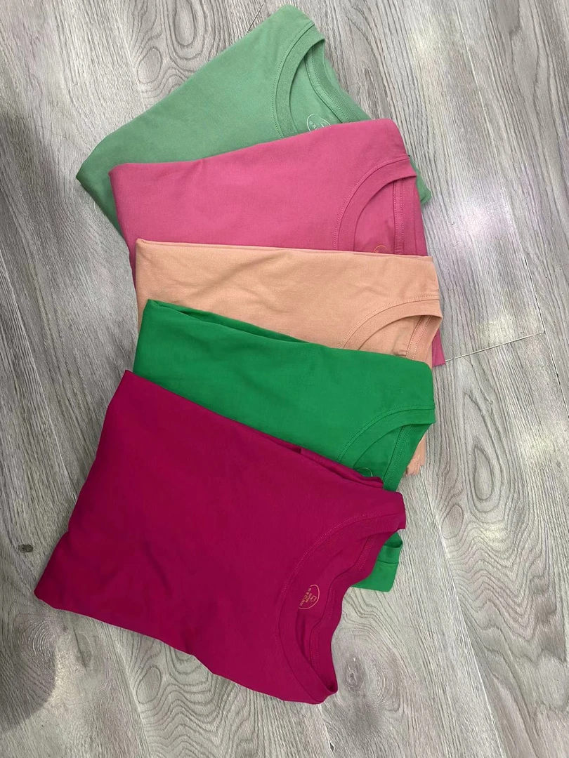 精品纯棉宽松落肩大T2022秋夏款纯色T恤