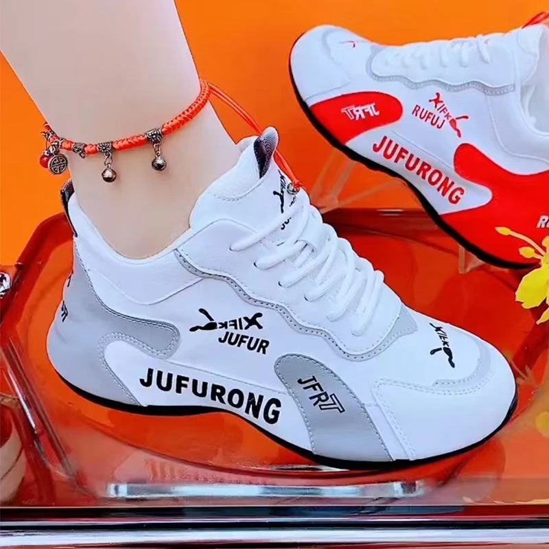 【正品】真软皮时尚休闲运动鞋2024秋冬新款男女同款韩版情侣老爹鞋