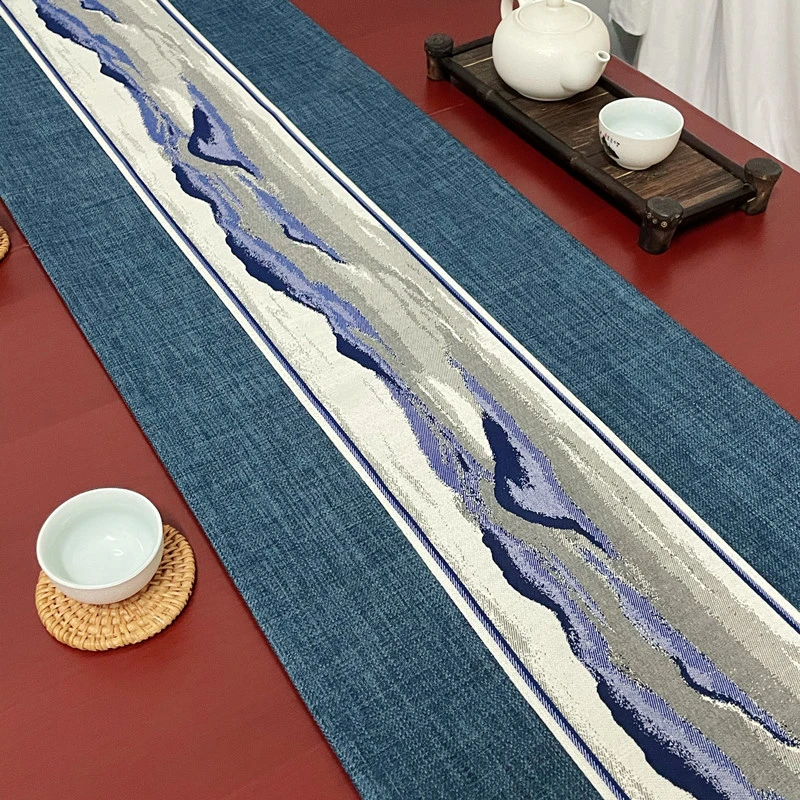 新中式桌旗防水茶席高端茶台布艺长条茶几桌布茶桌垫布茶旗床旗巾