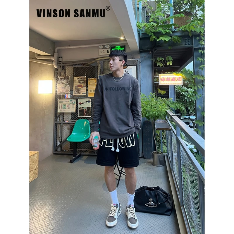 VINSON叁木 2024秋冬宽松小众大地色简约百搭长袖男女情侣款潮流