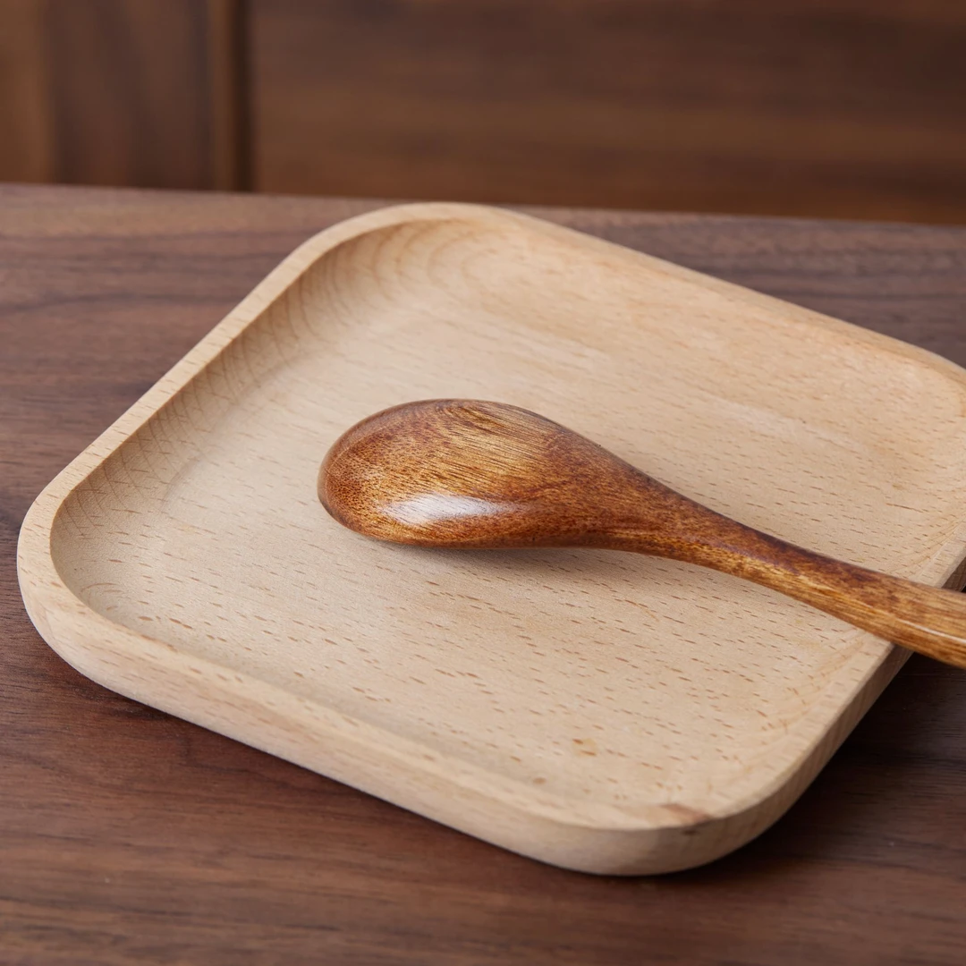 木勺日式长柄实木汤勺调羹木质甜品咖啡手工蜂蜜刻字勺子餐具套装