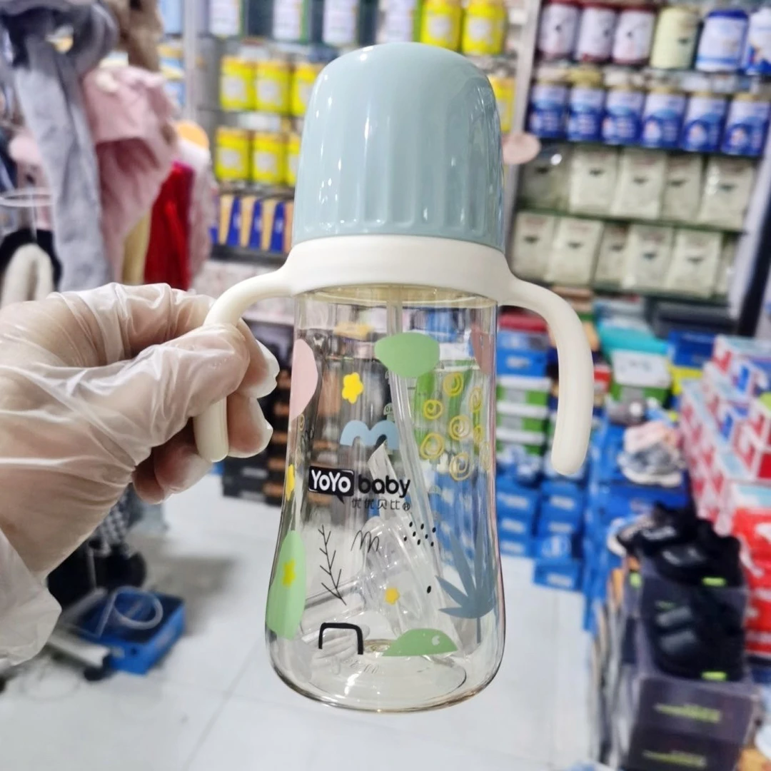 优优贝比300毫升两用一口吸奶瓶防摔大容量直饮可爱宽口径