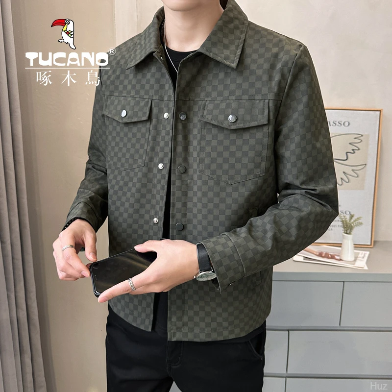 啄木鸟新款夹克男士秋冬季休闲百搭翻领短款外套爆款时尚韩版外套