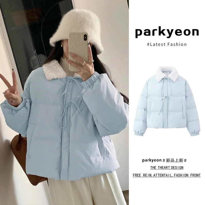 parkyeon韩版时尚棉服外套女冬季短款加厚保暖减龄面包服上衣外套
