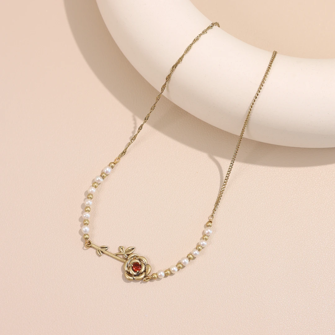 钛钢项链 X4103《鲜花》原创设计师款法式小众百搭复古风项链