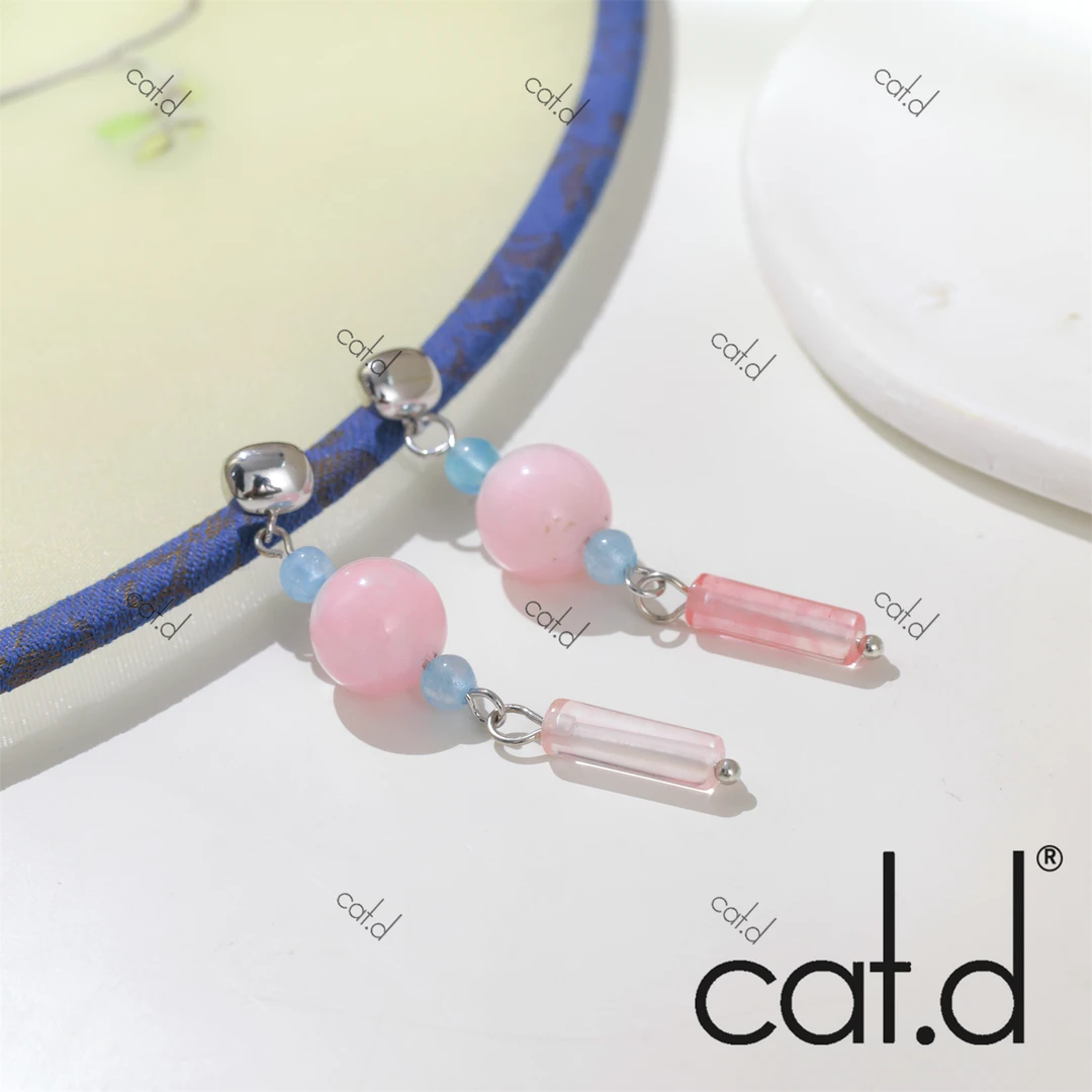 铜合金耳饰 e4017《胭脂雪》法式复古原创设计师款时尚耳环