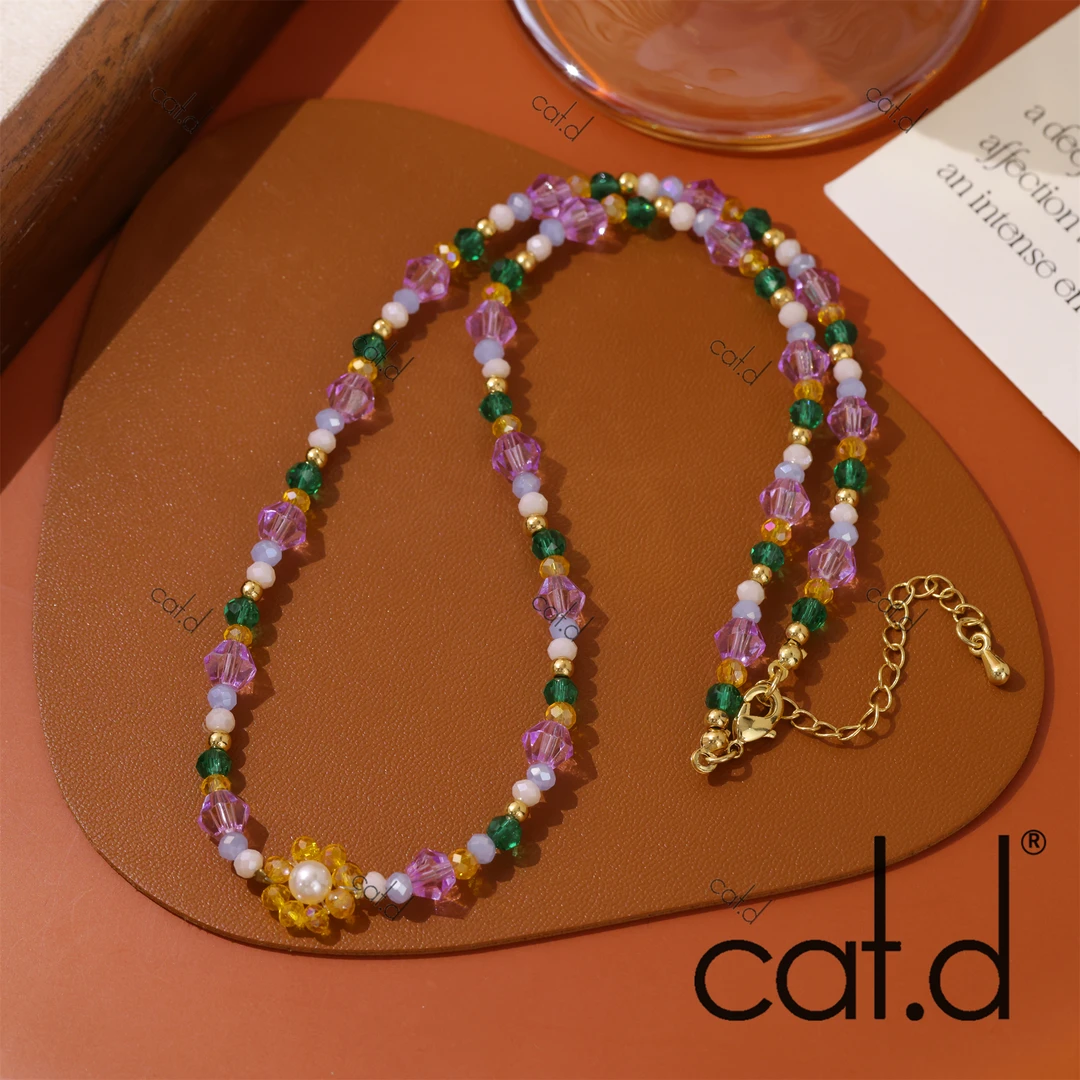 铜合金仿水晶项链 X4135《花团锦簇》法式轻奢设计师款ins小众项链