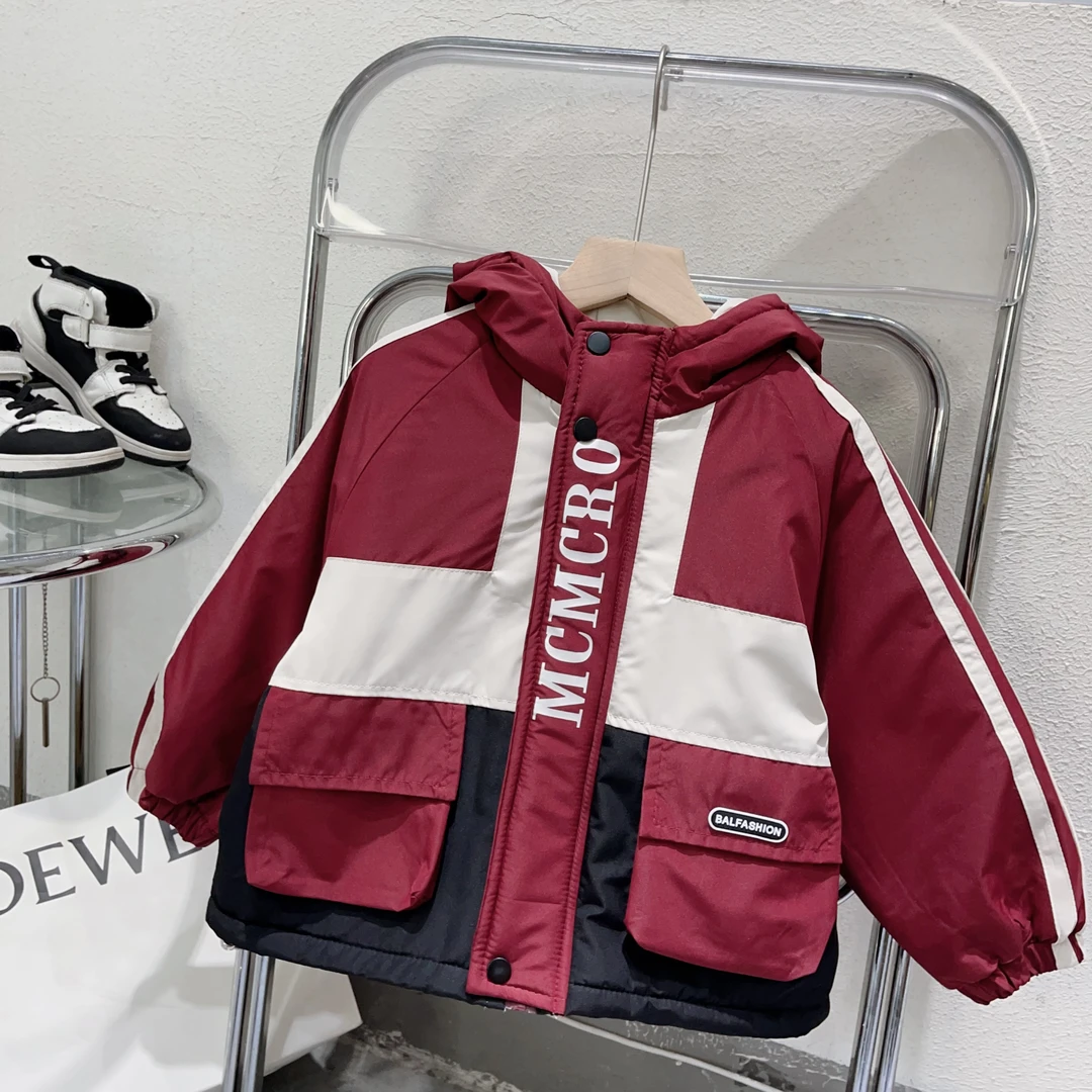 儿童韩版加绒加厚连帽棉服男童冬款厚实休闲外套潮童帅气棉衣酷