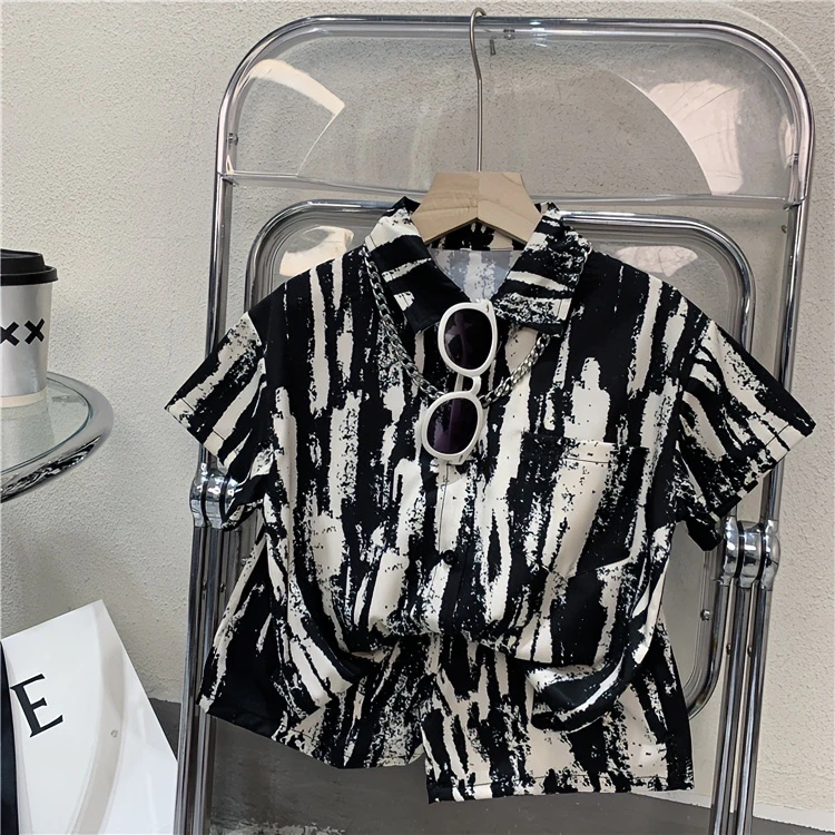 儿童夏款衬衫套装2025男童度假风薄透气短袖衬衫短裤帅气两件套潮