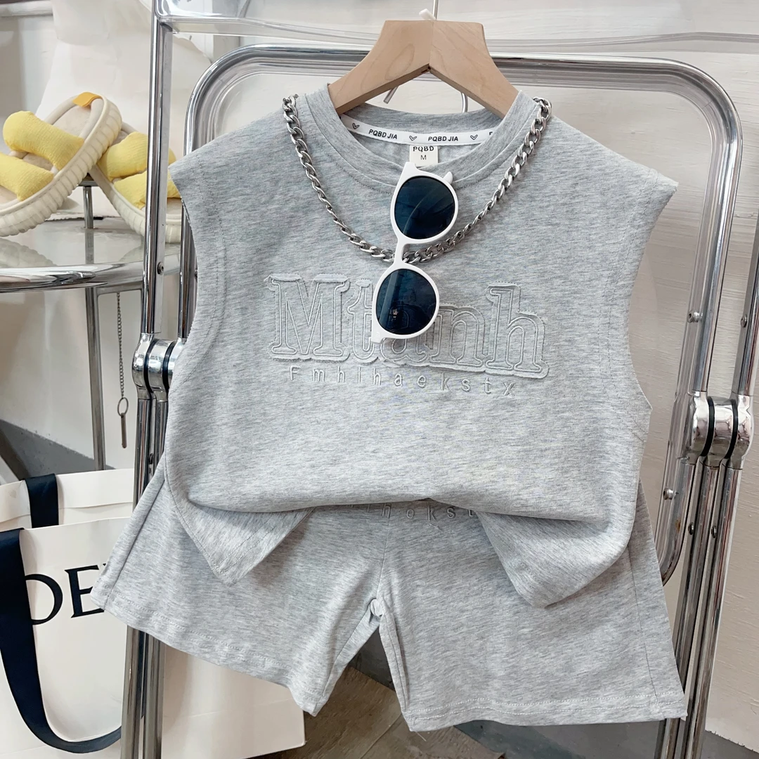 儿童夏款韩系背心套装男童个性时尚背心短裤两件套宝宝休闲套装韩