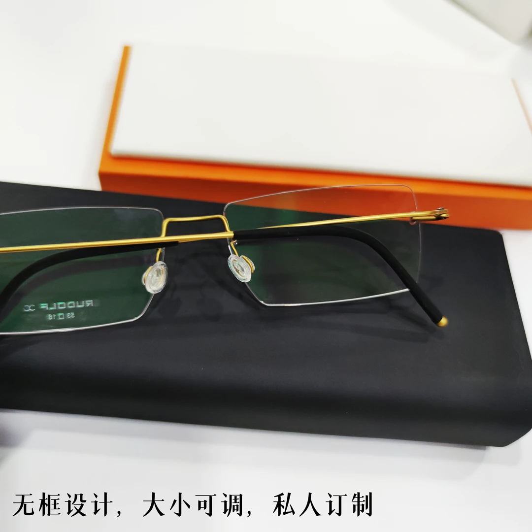 RUDOLF纯手工超轻无框设计师款无螺丝无铆钉极简主义风格纯钛镜框