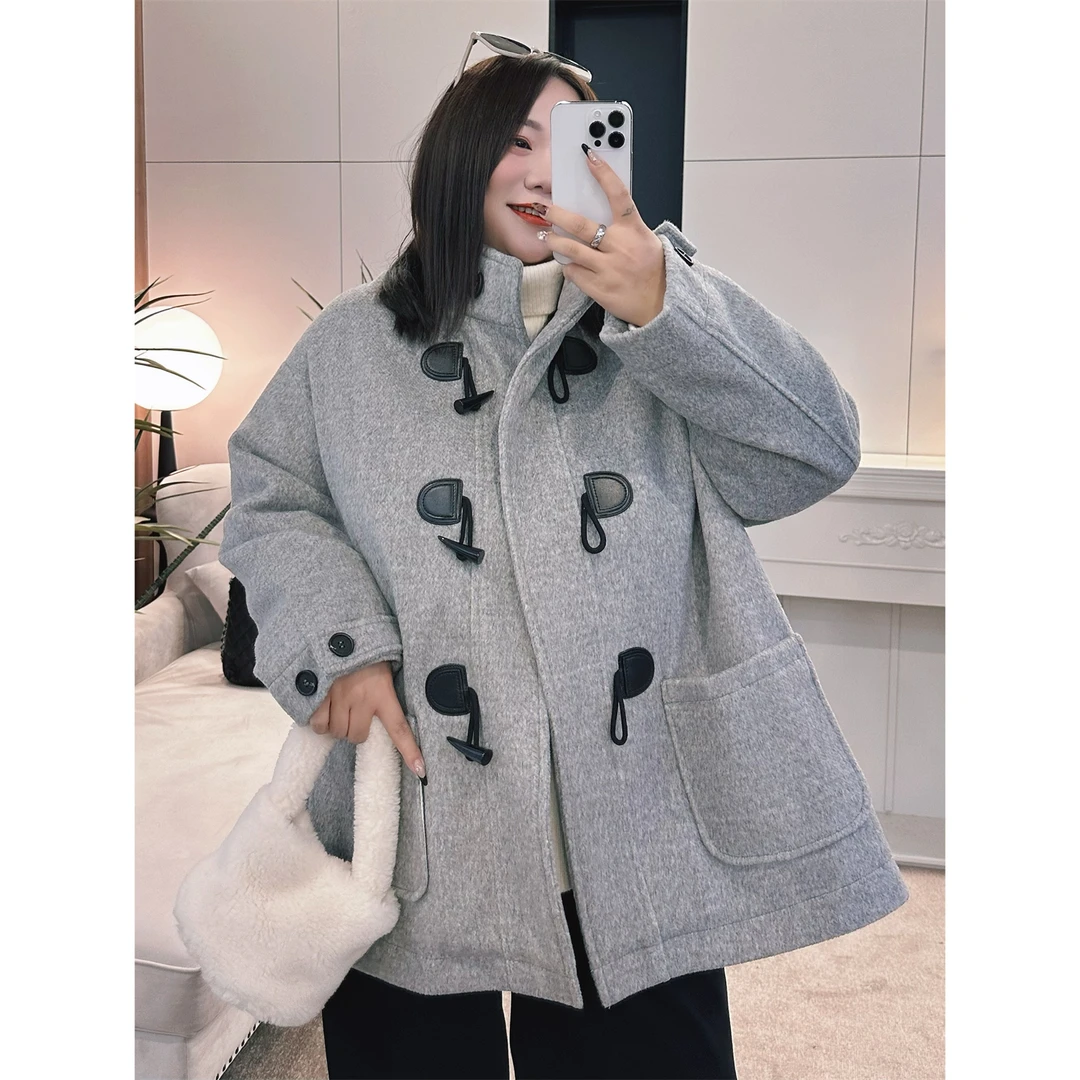 断码捡漏~安妮霍尔 / 韩系质感羽绒款毛呢外套12484花契200斤胖mm