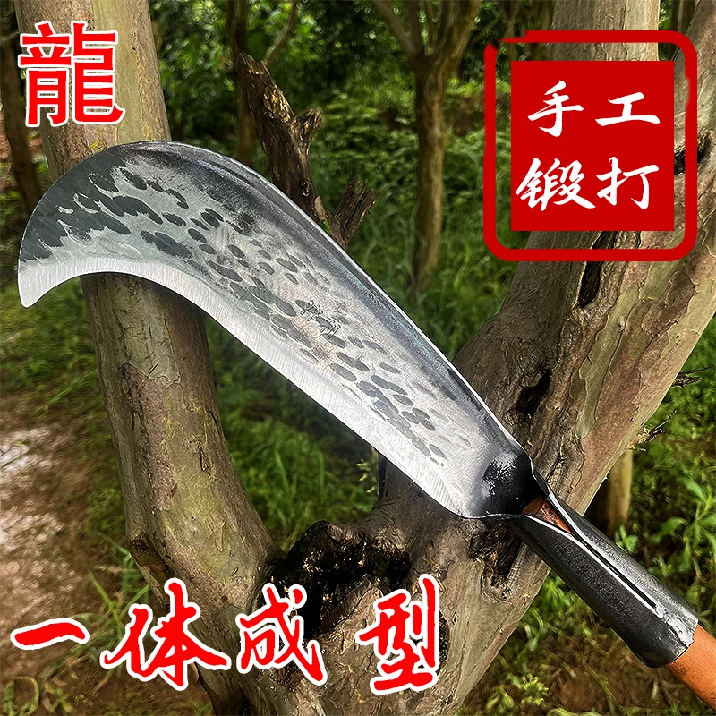 加厚轨道钢砍柴刀纯手工锻打老式弯刀开山长刀砍楠竹砍树柴刀