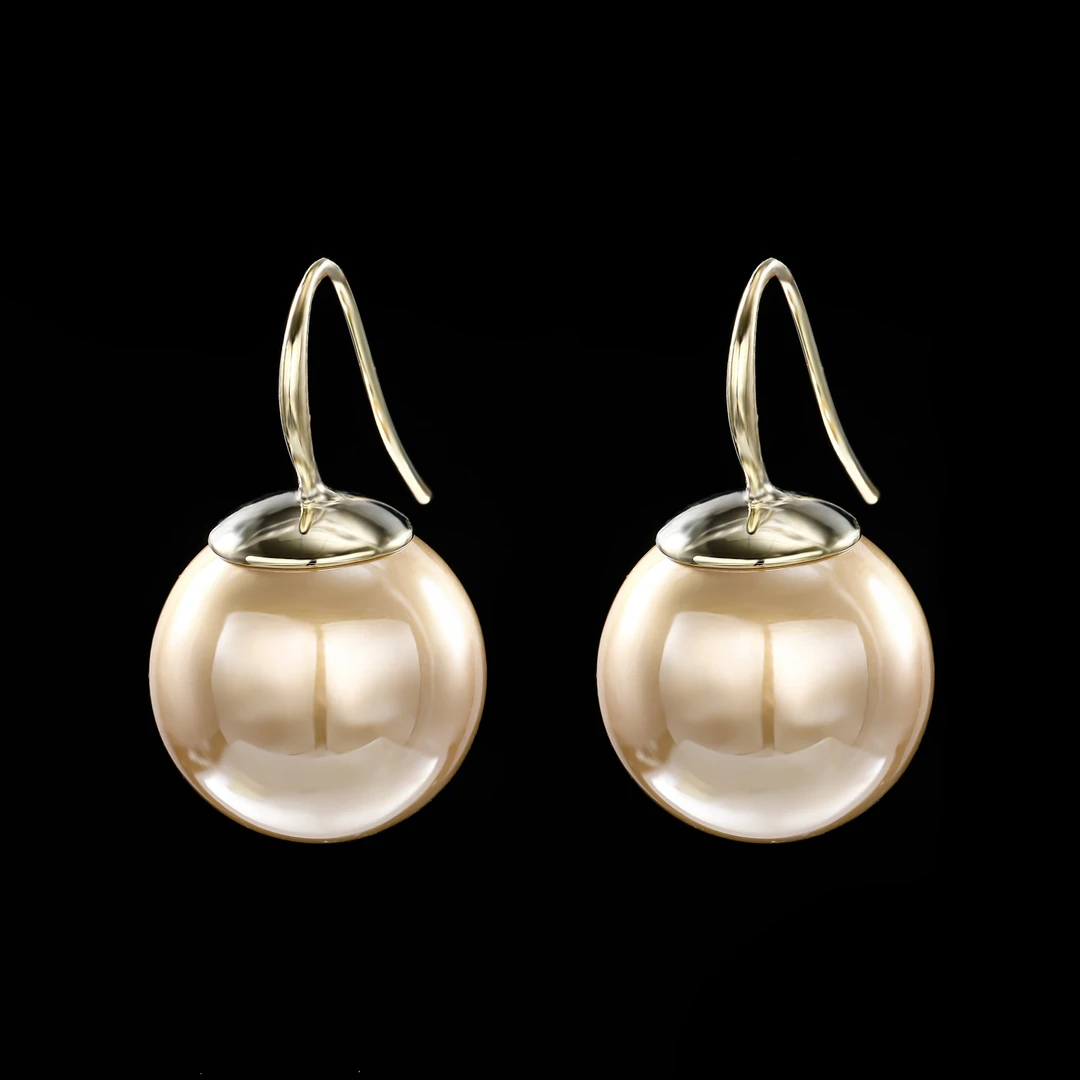 铜合金耳饰 木木（CJ3778）大点位气质香槟金色耳挂