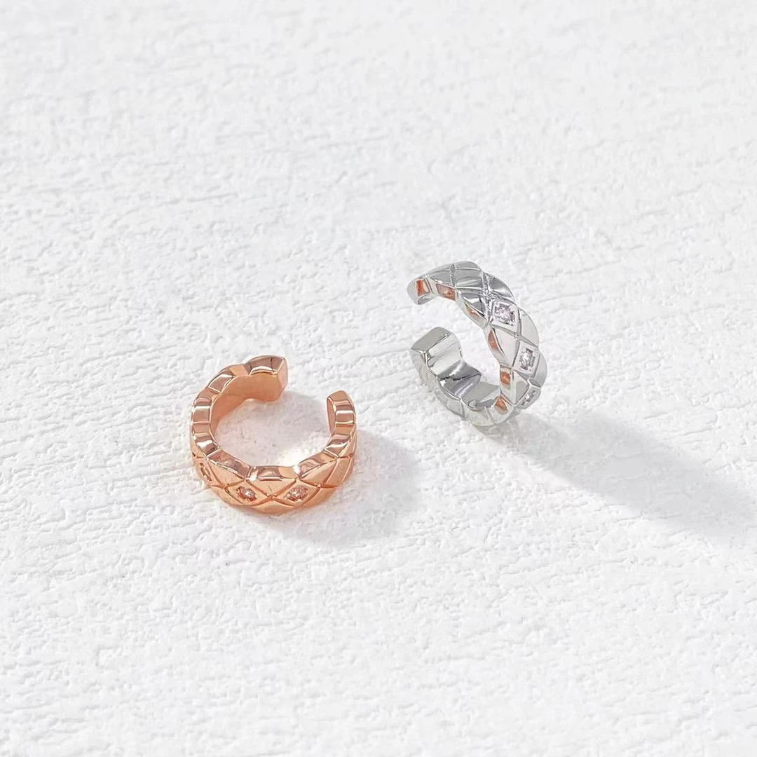 铜合金耳饰 木木（YS213）   2只装 菱纹格左右耳骨夹耳饰