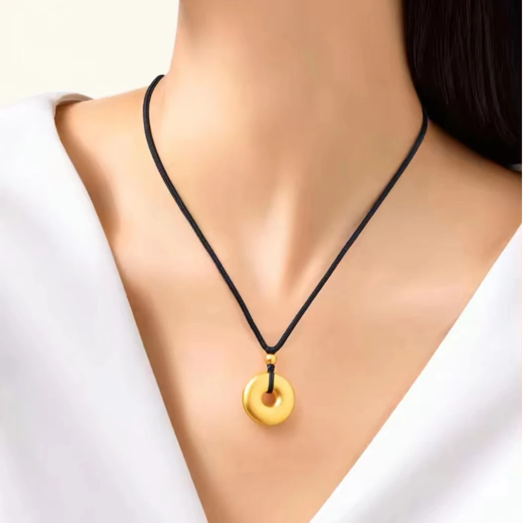 铜合金项链 木木（RZ5650） 62厘米 古法磨砂平安扣抽拉项链