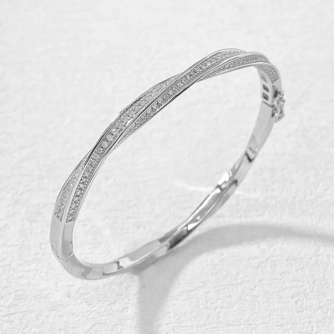 925银莫桑石手镯 木木（MH61）57毫米*46毫米莫比乌斯手镯228颗