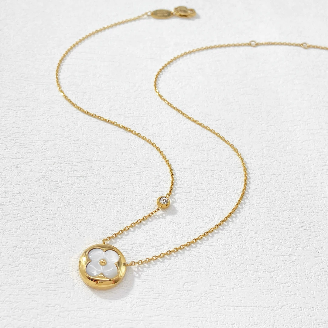 钛钢项链 木木（AGK98） 48厘米 轻奢经典白贝圆花项链