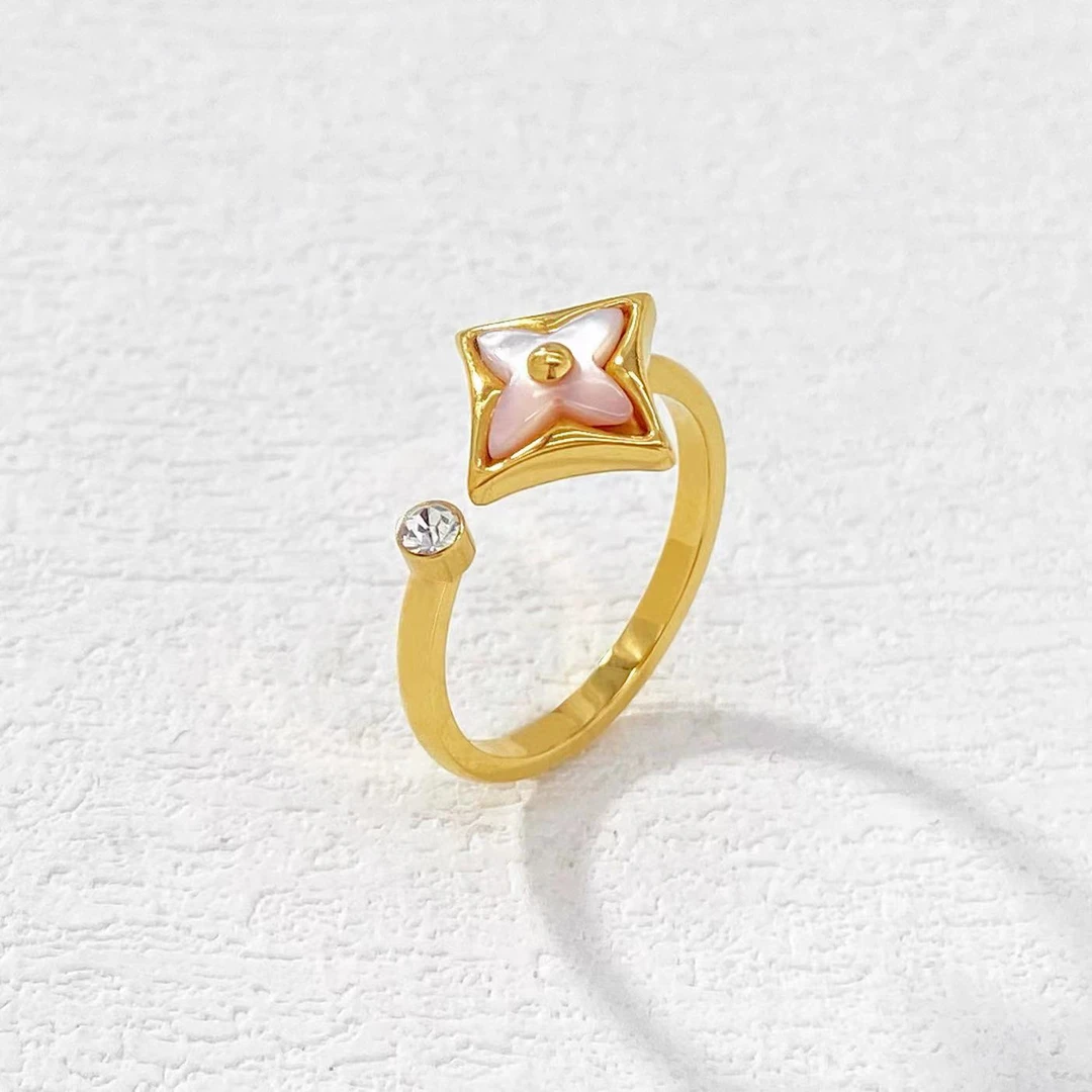 钛钢戒指 木木（RZ5503） 粉贝开口戒指