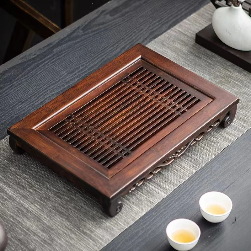 九竹茶味人生胡桃色竹制茶盘家用储水茶海茶台简约