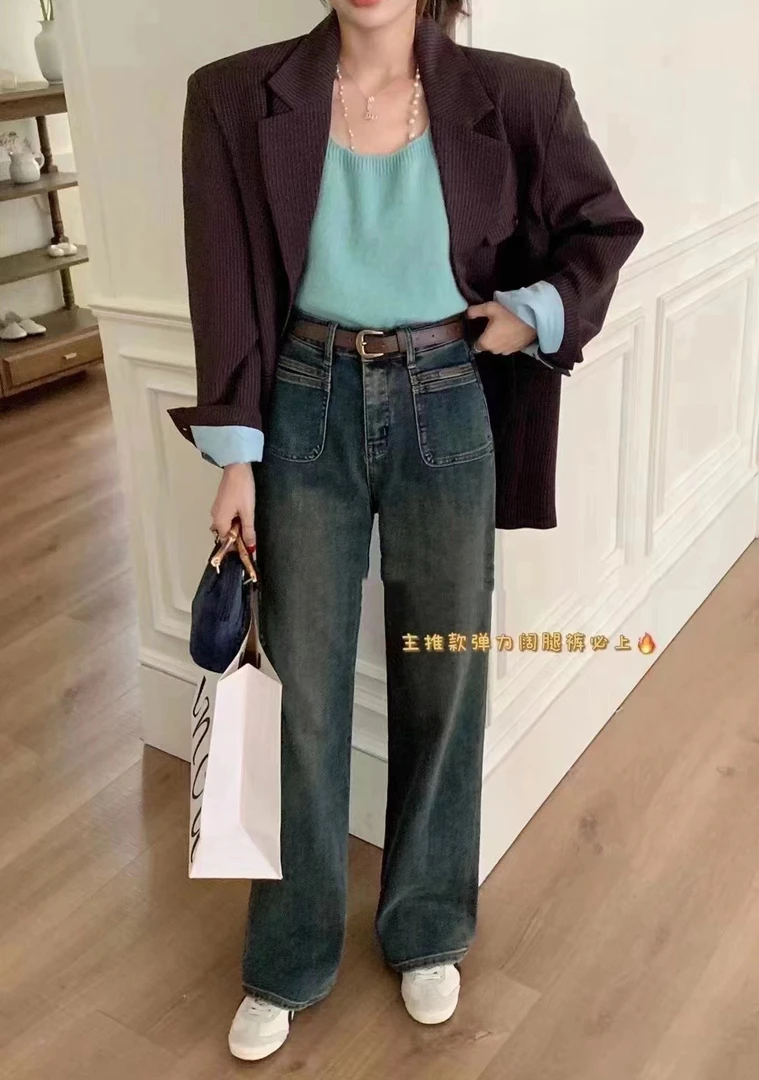 阔腿裤牛仔裤百搭