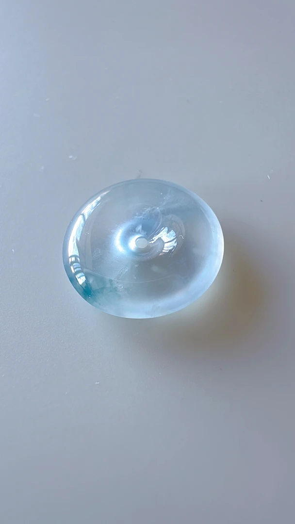 天然缅甸a货翡翠高冰飘蓝花平安扣