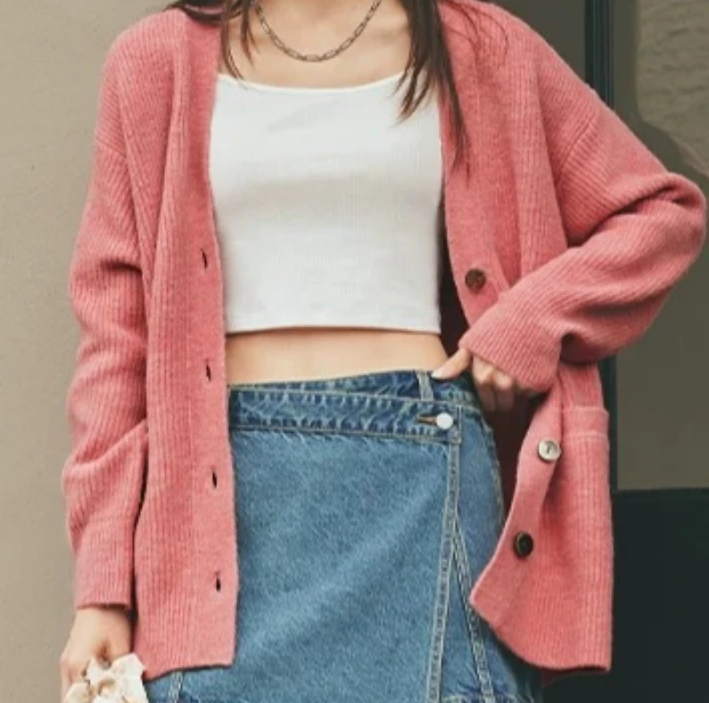 轻淑风针织衫2024女宽松慵懒薄款上衣外套32