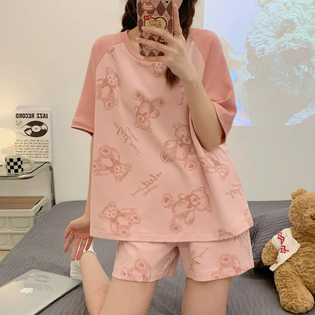 【幻城雨专属】睡衣女圆领甜美夏季短袖短裤卡通家居服学生睡衣套装