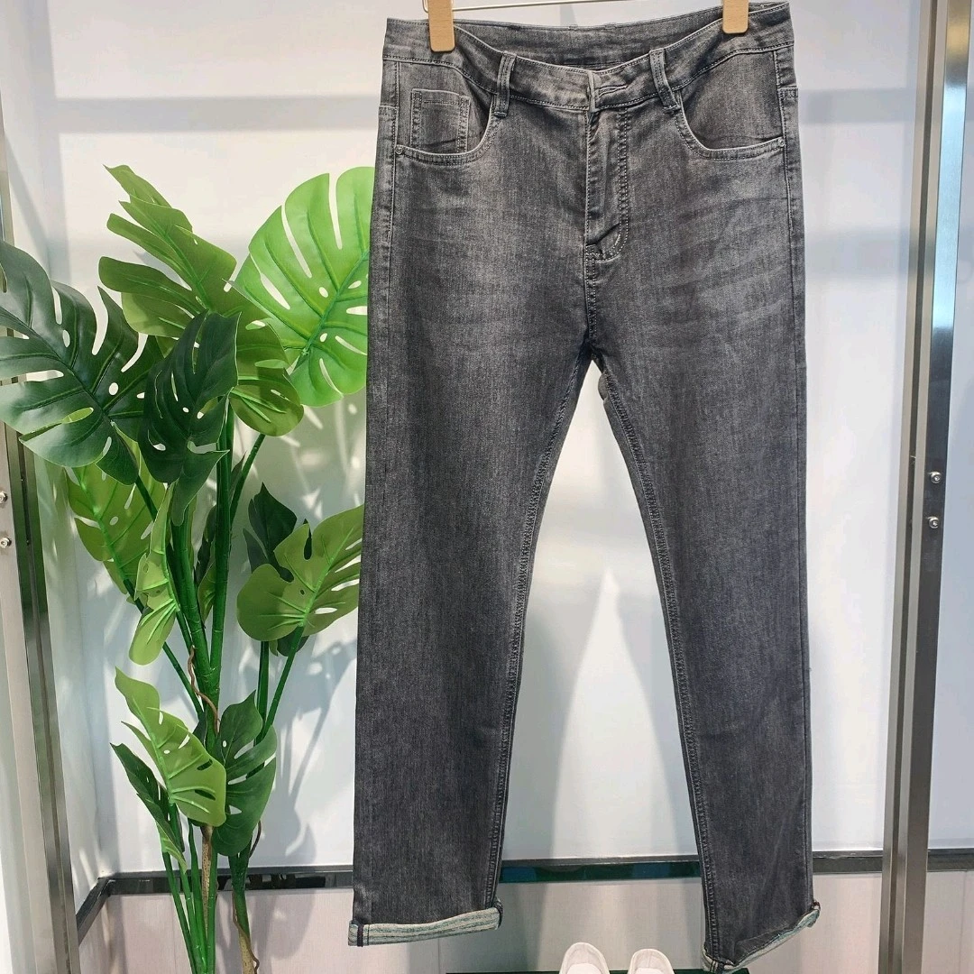 男士夏季灰色时尚潮流牛仔裤