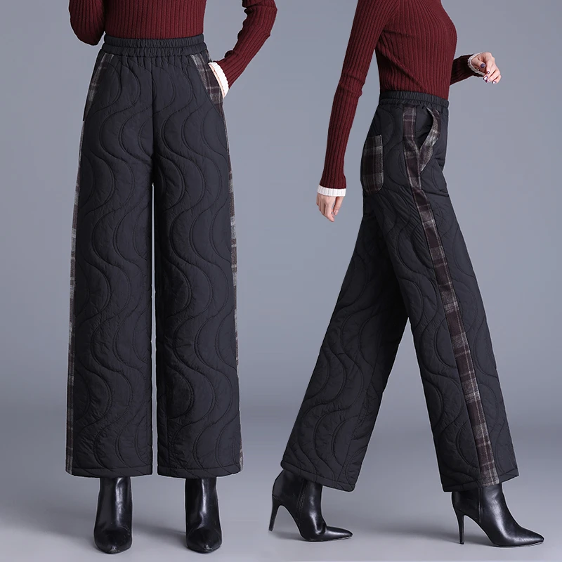 加绒加厚高腰棉裤女2025冬季新款抗寒夹棉直筒裤大码外穿保暖长裤