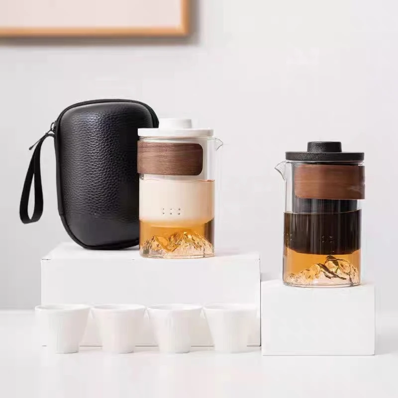 便携旅行精致茶具小套装随身户外包泡茶壶茶杯简易快客杯一壶四杯