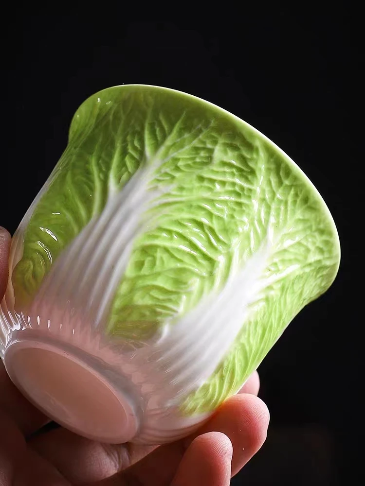 羊脂玉瓷白菜摆财主人杯陶瓷茶杯个人专用单人高颜值功夫茶具茶盏